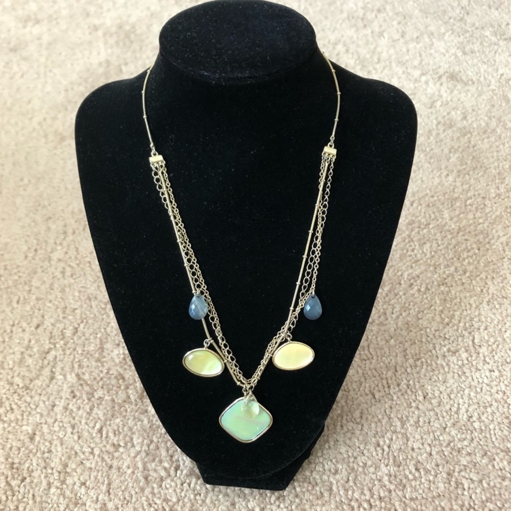 Gold and Blue Teardrop Pendant Necklace